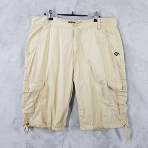 Akademiks Cargo‎ Shorts Mens 37 Khaki Drawstring Hem Baggy Street